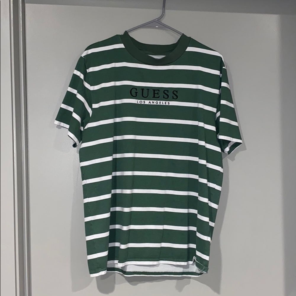 Guess green striped shirt